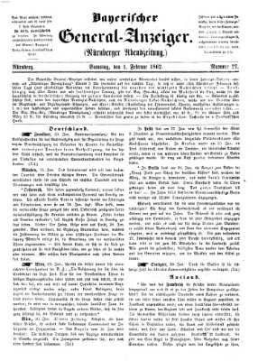 Bayerischer General-Anzeiger (Nürnberger Abendzeitung) Samstag 1. Februar 1862
