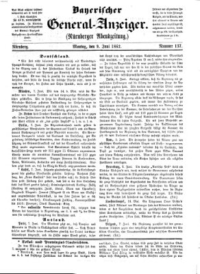 Bayerischer General-Anzeiger (Nürnberger Abendzeitung) Montag 9. Juni 1862