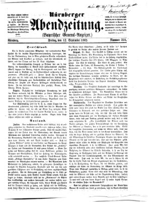 Nürnberger Abendzeitung Freitag 12. September 1862