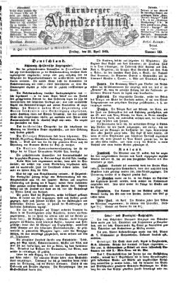Nürnberger Abendzeitung Freitag 29. April 1864