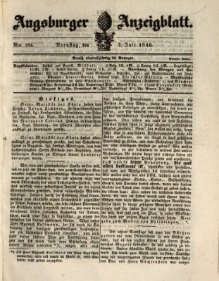 Augsburger Anzeigeblatt Dienstag 7. Juli 1846