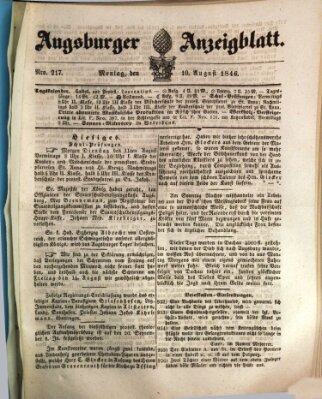 Augsburger Anzeigeblatt Montag 10. August 1846