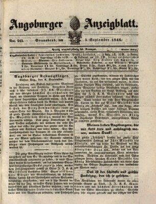 Augsburger Anzeigeblatt Samstag 5. September 1846