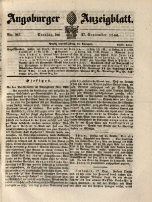 Augsburger Anzeigeblatt Sonntag 27. September 1846