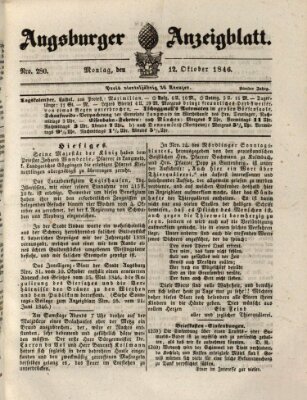 Augsburger Anzeigeblatt Montag 12. Oktober 1846