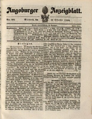 Augsburger Anzeigeblatt Mittwoch 14. Oktober 1846