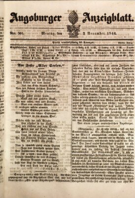 Augsburger Anzeigeblatt Montag 2. November 1846