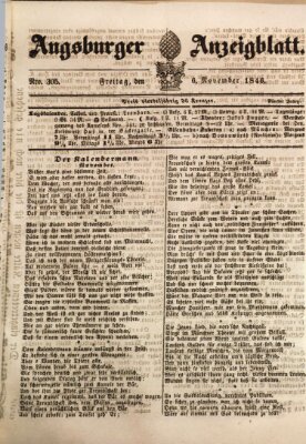 Augsburger Anzeigeblatt Freitag 6. November 1846