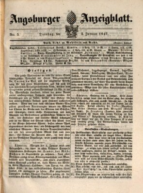 Augsburger Anzeigeblatt Dienstag 5. Januar 1847