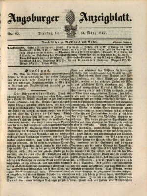 Augsburger Anzeigeblatt Dienstag 23. März 1847