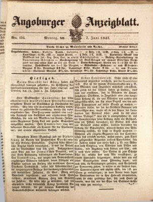 Augsburger Anzeigeblatt Montag 7. Juni 1847