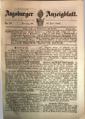 Augsburger Anzeigeblatt Freitag 16. Juli 1847
