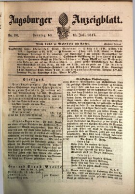 Augsburger Anzeigeblatt Sonntag 18. Juli 1847
