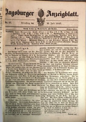 Augsburger Anzeigeblatt Dienstag 20. Juli 1847