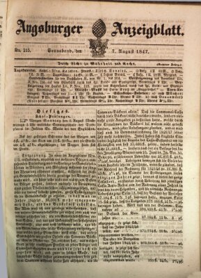 Augsburger Anzeigeblatt Samstag 7. August 1847