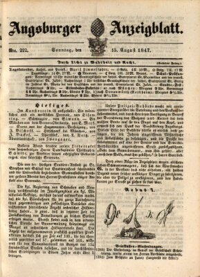 Augsburger Anzeigeblatt Sonntag 15. August 1847