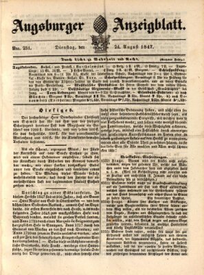 Augsburger Anzeigeblatt Dienstag 24. August 1847