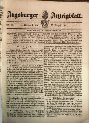 Augsburger Anzeigeblatt Mittwoch 25. August 1847