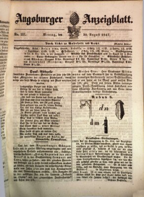 Augsburger Anzeigeblatt Montag 30. August 1847