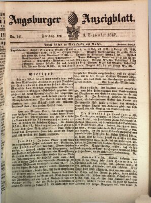 Augsburger Anzeigeblatt Freitag 3. September 1847