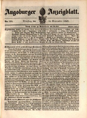 Augsburger Anzeigeblatt Dienstag 14. September 1847