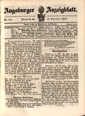 Augsburger Anzeigeblatt Mittwoch 15. Dezember 1847