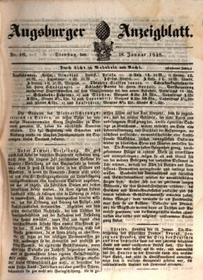 Augsburger Anzeigeblatt Dienstag 18. Januar 1848