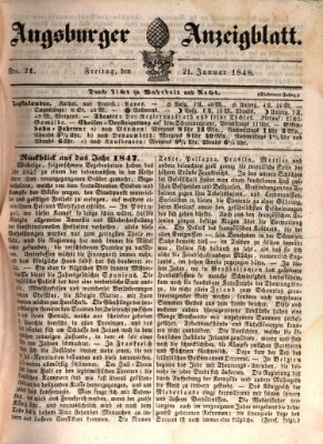 Augsburger Anzeigeblatt Freitag 21. Januar 1848