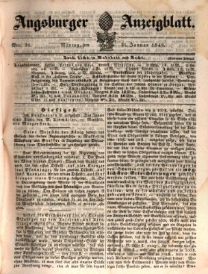 Augsburger Anzeigeblatt Montag 31. Januar 1848