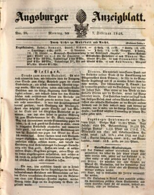 Augsburger Anzeigeblatt Montag 7. Februar 1848