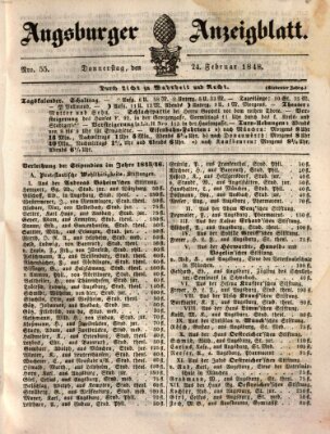 Augsburger Anzeigeblatt Donnerstag 24. Februar 1848