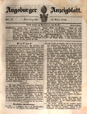 Augsburger Anzeigeblatt Sonntag 12. März 1848