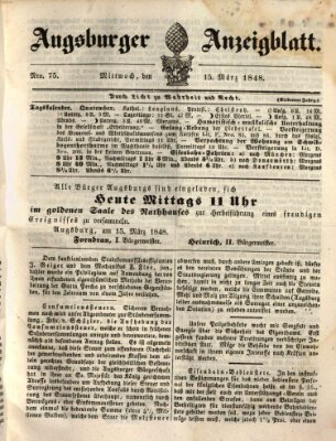 Augsburger Anzeigeblatt Mittwoch 15. März 1848