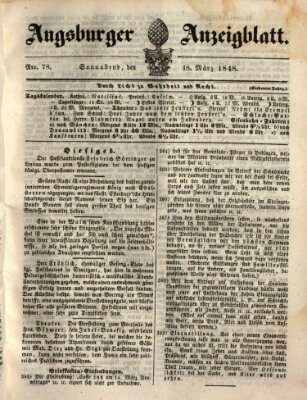 Augsburger Anzeigeblatt Samstag 18. März 1848