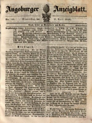 Augsburger Anzeigeblatt Donnerstag 27. April 1848