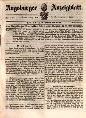 Augsburger Anzeigeblatt Donnerstag 7. September 1848