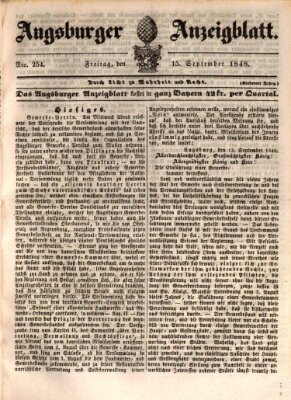 Augsburger Anzeigeblatt Freitag 15. September 1848