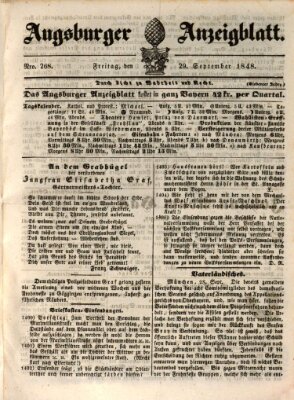 Augsburger Anzeigeblatt Freitag 29. September 1848