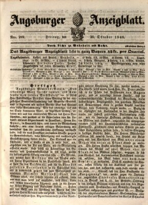 Augsburger Anzeigeblatt Freitag 20. Oktober 1848