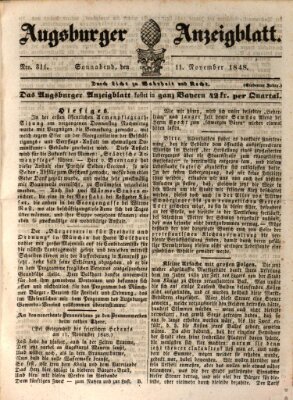 Augsburger Anzeigeblatt Samstag 11. November 1848