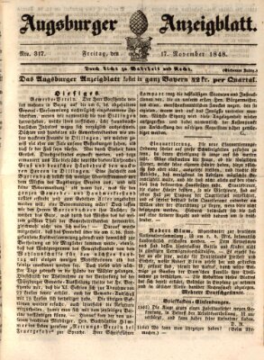 Augsburger Anzeigeblatt Freitag 17. November 1848