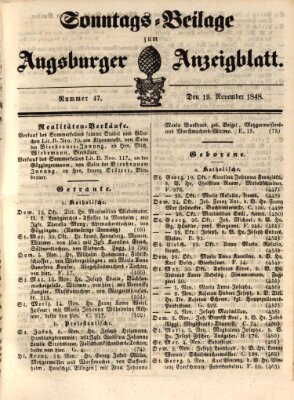 Augsburger Anzeigeblatt Sonntag 19. November 1848