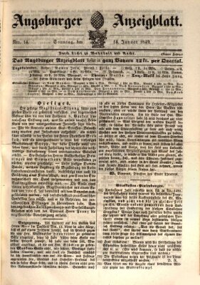 Augsburger Anzeigeblatt Sonntag 14. Januar 1849