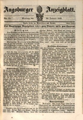 Augsburger Anzeigeblatt Montag 29. Januar 1849