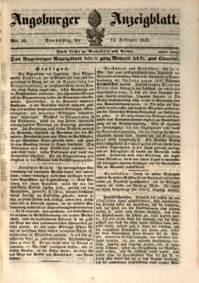 Augsburger Anzeigeblatt Donnerstag 15. Februar 1849