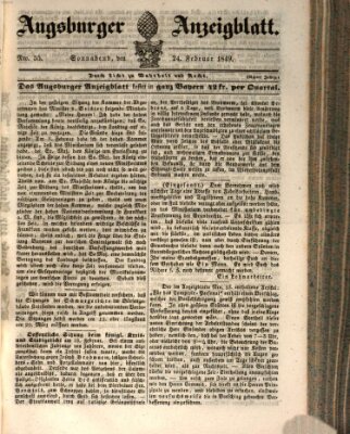 Augsburger Anzeigeblatt Samstag 24. Februar 1849