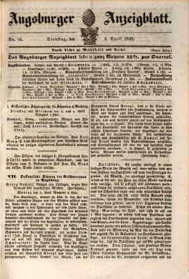 Augsburger Anzeigeblatt Dienstag 3. April 1849