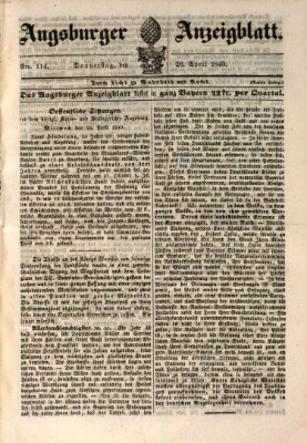 Augsburger Anzeigeblatt Donnerstag 26. April 1849