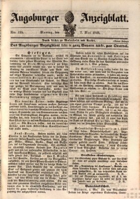 Augsburger Anzeigeblatt Montag 7. Mai 1849