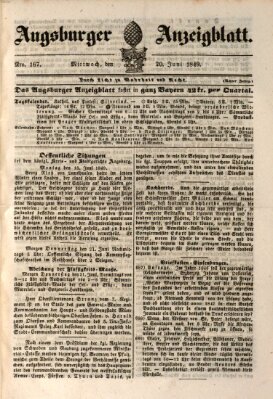 Augsburger Anzeigeblatt Mittwoch 20. Juni 1849
